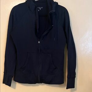 Vintage Nike Women's Black Full-Zip Hoodie perfect condition embroidered symbol